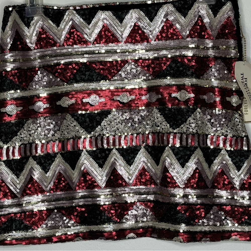 Forever 21 Sequin Mini Skirt - Black, Red, Silver